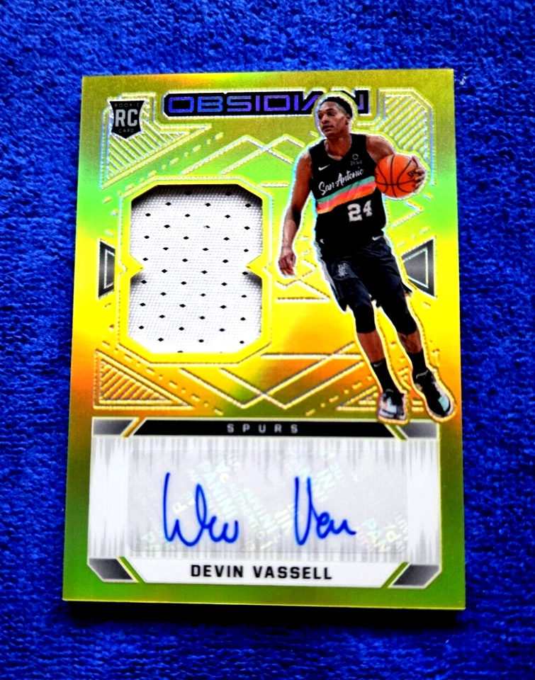 Devin Vassell 2020-21 Panini Obsidian Yellow Flood Rookie Patch Auto RC #221 SSP - Image 3 of 4