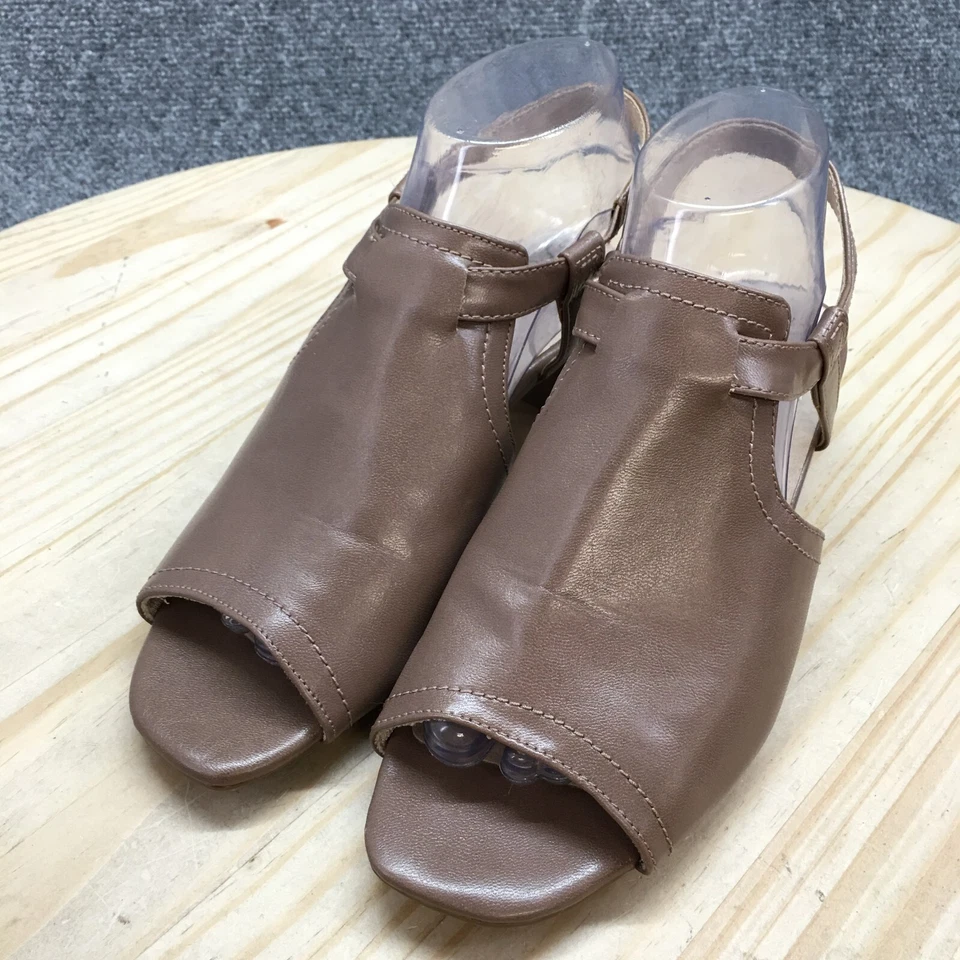 Sandalias LifeStride para mujer 7,5 M M Mona con tiras al tobillo beige imitación cuero tacones Foto 3 de 4