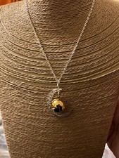 Gold Orb Locket Moon Necklace