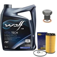 MotoröL Set 5W40 5 Liter + ÖLfilter + ÖLablassschraube FüR Audi Seat VW Vento