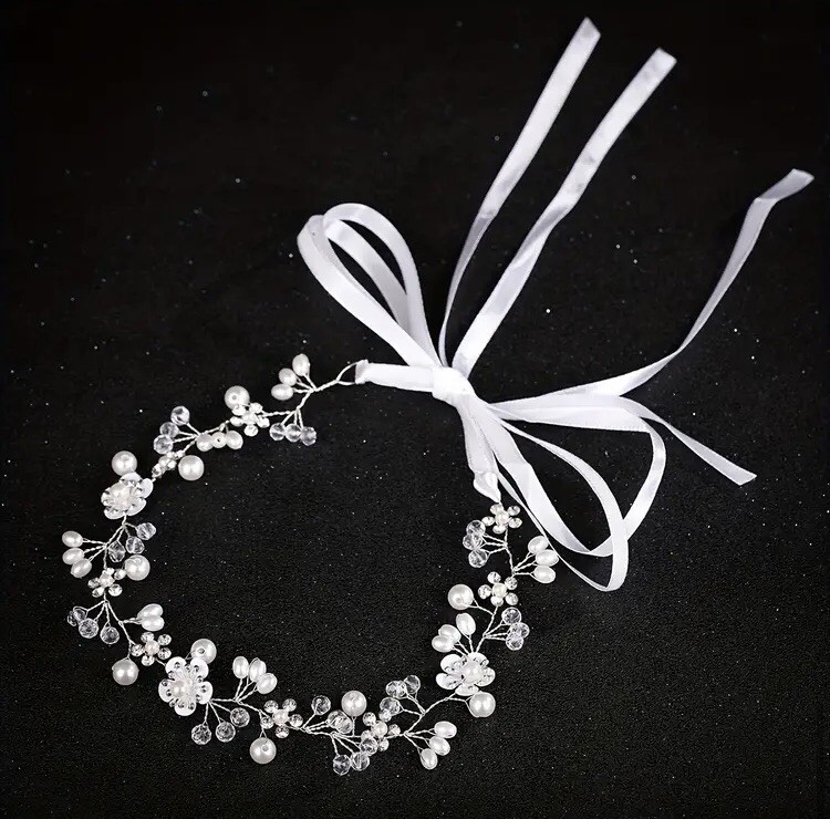 Rhinestone And Pearl Floral Bridal Headband | eBay display picture 2