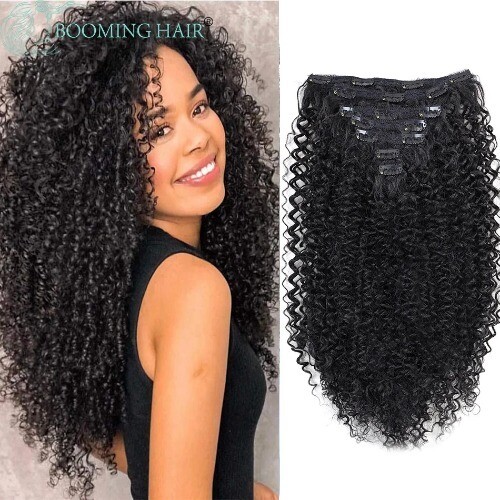 Synthetic Curly Clip In Hair Extensions 7Pcs Full Head Organic