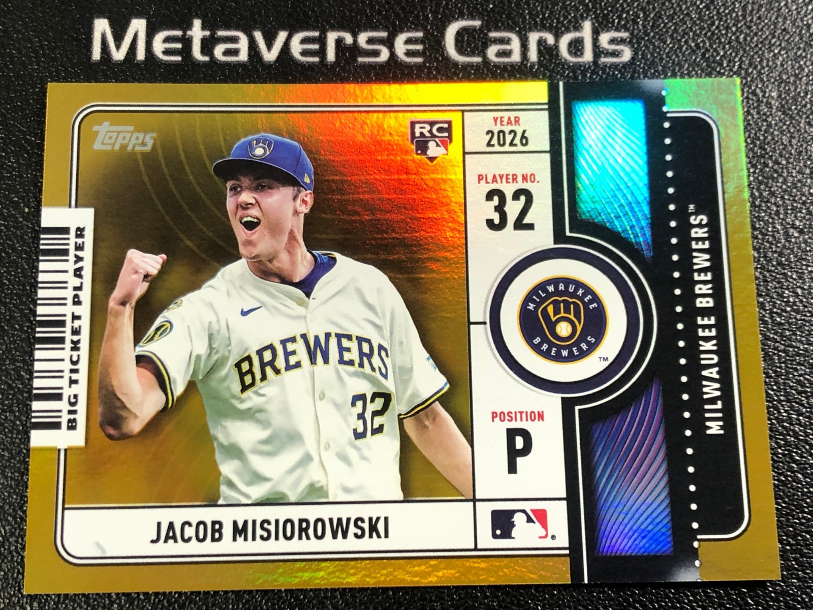 2026 Topps Series 1 Big Ticket Players Gold Foil Jacob Misiorowski RC Rookie /50