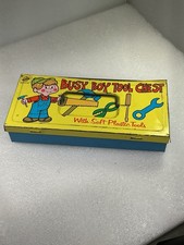 Ohio Art Busy Boy Tool Chest Vintage Toy 1960 s w/ Plastic Tools Saw Wrench