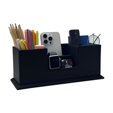 UnionBasic Desk Organizer, Desktop Caddy Leather Multi-compartment Pen Black