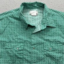 Wrangler Wrancher Men's Size Extra Large Green Short Sleeve Button Down Shirt