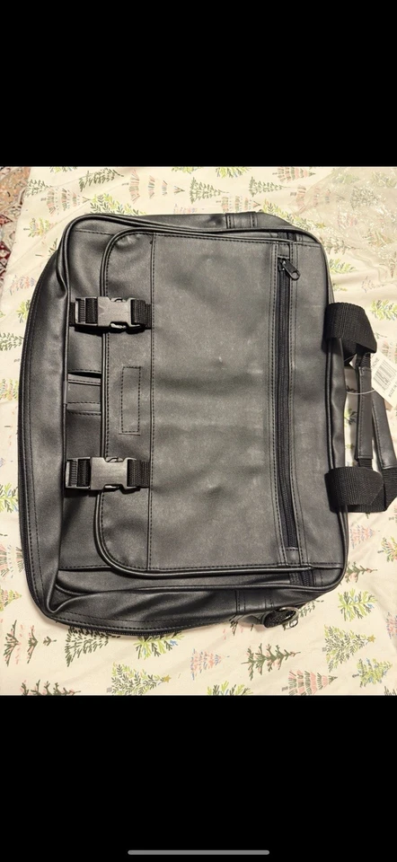 Maletín de cuero negro suave Renwick para computadora portátil bolsa de mensajero almacenamiento nuevo/con correa Foto 4 de 4