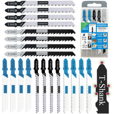 20pc T-Shank Jigsaw Blades Set for Wood Metal Fast Clean Cut with Case