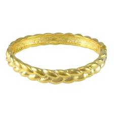 Gold-plated Narrow Braided Look Hinged Bangle - BG769M
