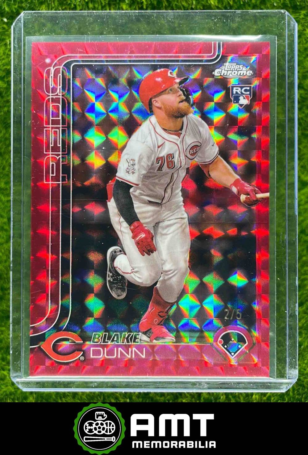 2025 Topps Chrome #161 Blake Dunn Red Geometric Refractor 2/5 Cincinnati Reds RC