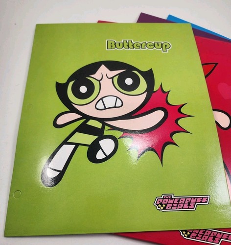 Vtg 2000 Powerpuff Girls Folder 4 Set Portfolio Stationary 3 Ring Binder New - Picture 3 of 11