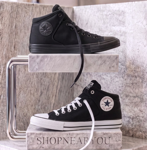 CONVERSE Men's Chuck Taylor All Star High Street Mid-Top Shoes Sneakers Black