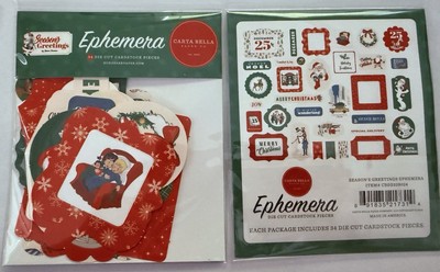 Carta Bella SEASON S GREETINGS Ephemera Pieces~NICE~Quick Ship!