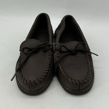 Minnetonka Brown Leather Lace-Up Moccasins Childs Casual US 1 MPN 2492