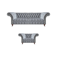 Sofagarnitur Sofa Dreisitze Couch Wohnzimmer Sessel Chesterfield Modern Design