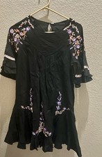 FREE PEOPLE black embroidered Pavlo Mini Dress Women's XS