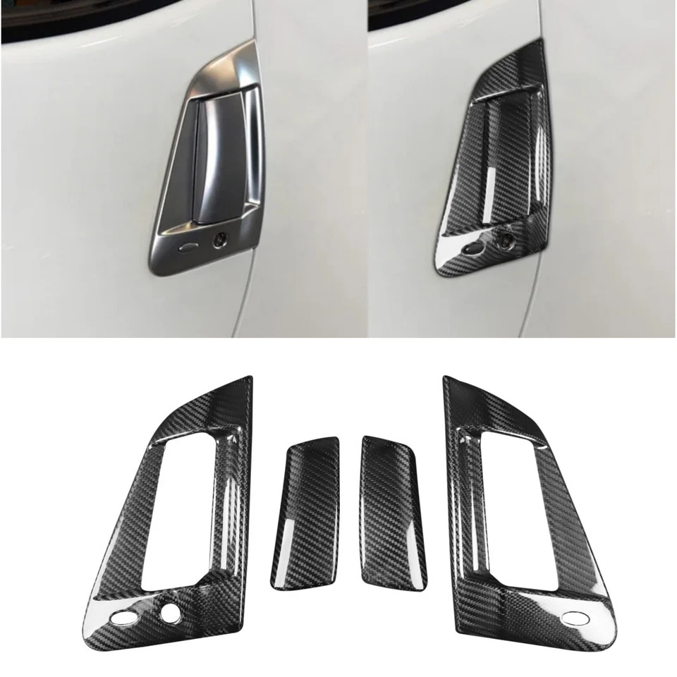 4x Dry Carbon Fiber Exterior Door Bowl Handle Trim Cover For Nissan 370Z 2009-20 - Image 2 of 4