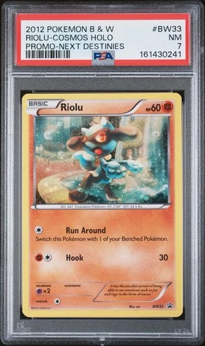 Pokémon Riolu Black & White BW33 Cosmos Holo Exclusive Promo PSA 7 low pop 3 NM