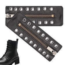 Boot Zipper Inserts 2 Pieces 8-Eyelets Boot Zipper Sneakers No Tie Laces