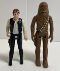 VINTAGE 1977 STAR WARS KENNER ACTION FIGURES LOT OF 2 - HAN SOLO & CHEWY 3.75 in