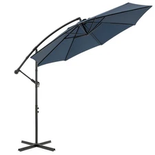 10FT Patio Offset Hanging Umbrella Easy Tilt Adjustment 8 Ribs Backyard Blue