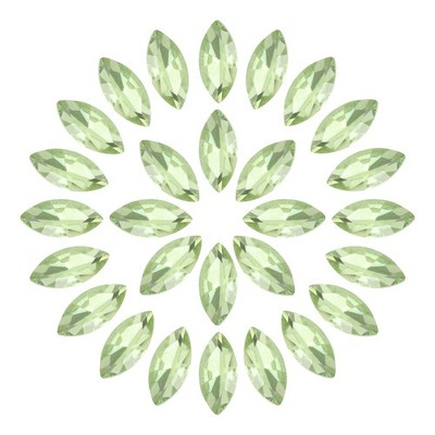 100pcs Eye Crystals 7x15mm Light Green Pointed Back