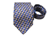 ERMENEGILDO ZEGNA MEN'S TIE BLUE/GEOMETRIC Width: 3.75" Length: 58"