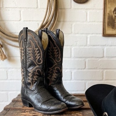 Black magic  Leather Western Cowboy Boots Men 8.5 D / Fits Women 10 - 10.5