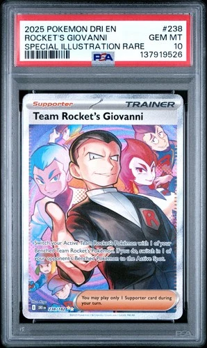 2025 POKEMON DRI EN-DESTINED RIVALS #238 TEAM ROCKET'S GIOVANNI PSA 10