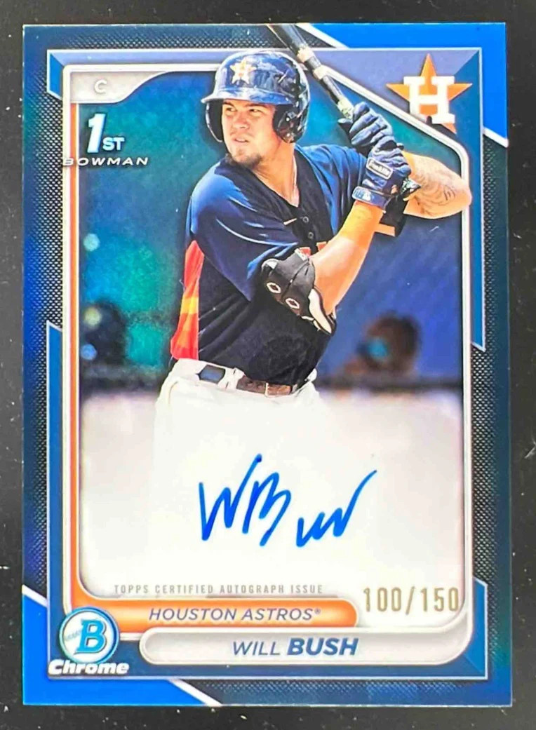 2024 Bowman Chrome Autographs Blue Refractor #CPA-WB Will Bush RC Auto /150