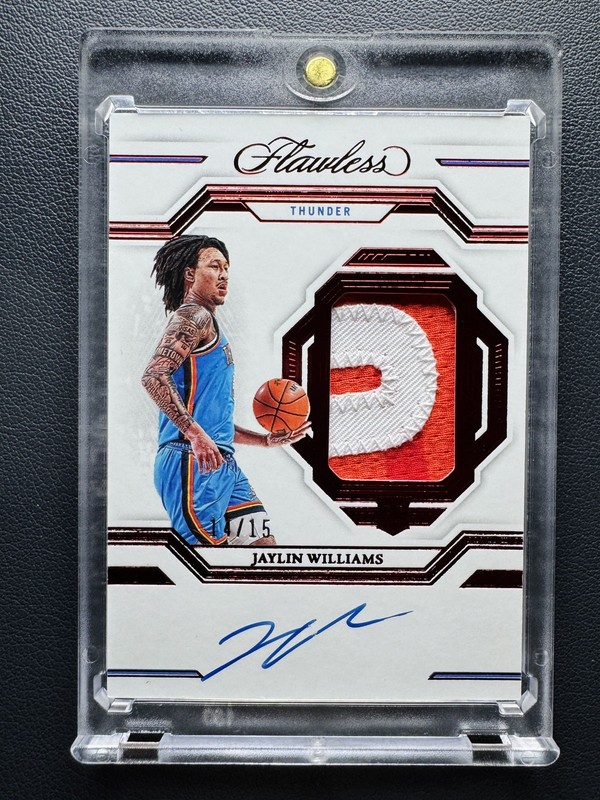 2022-23 Panini Flawless Jaylin Williams RC Rookie Red Game-Worn Patch Auto /15