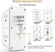 USB Wall Charger Power Strip Surge Protector with 4 USB Ports 2 USB C Plug ...