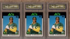 (20) 1986 Topps Traded Jose Canseco Rookie Lot #20T  USA 7 thru 8.5