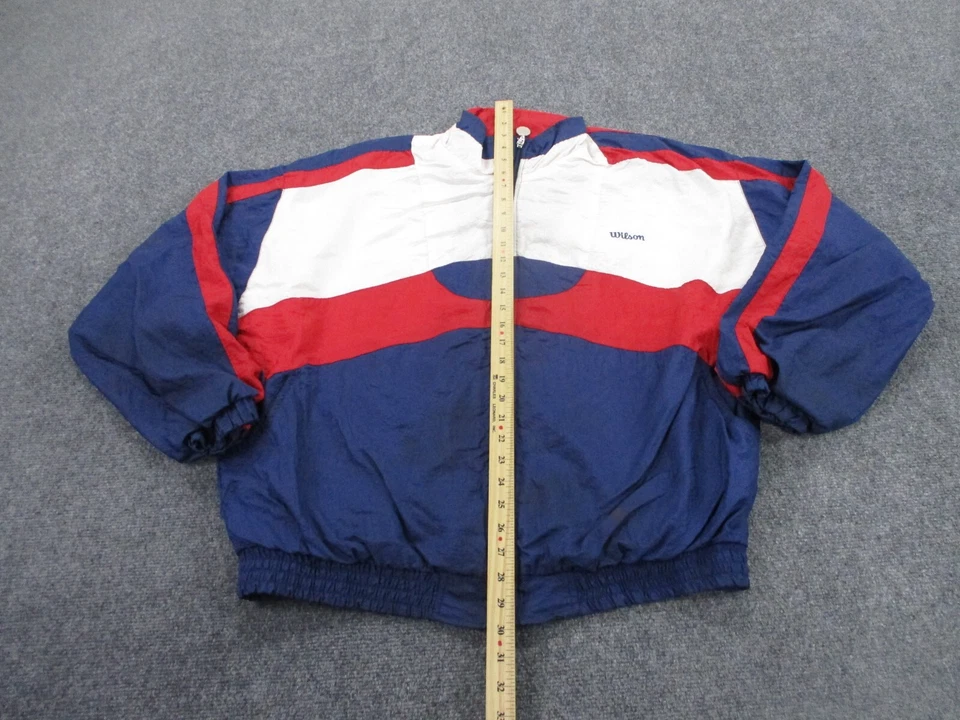 Chaqueta Wilson De Colección Adulto XL Azul Nylon Pista Logo Ventaja Exterior Retro Hombres Foto 3 de 4