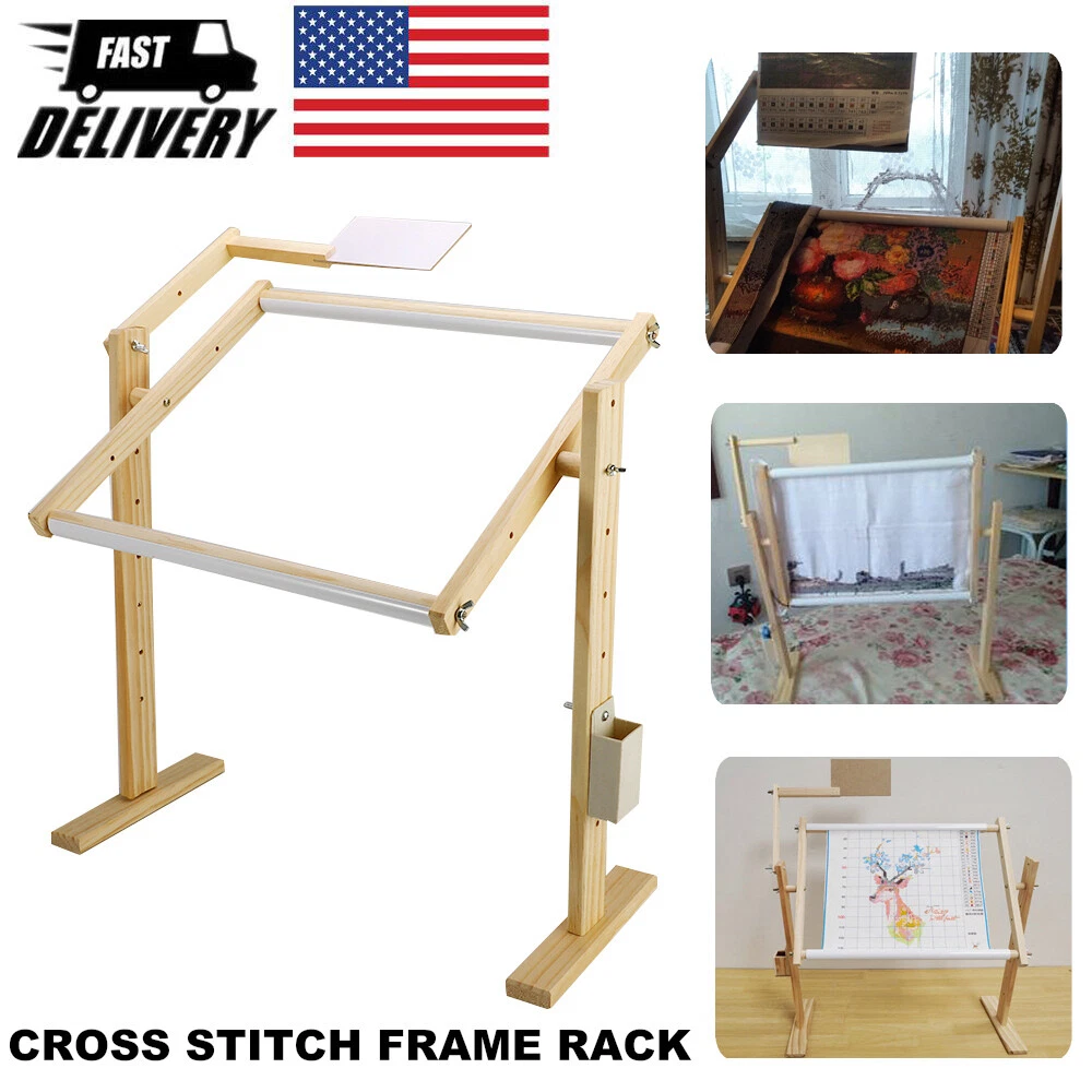 Adjustable Cross Stitch Frame Rack Tabletop Desktop Embroidery Stand Wood  DIY