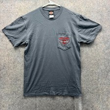 Harley Davidson Shirt Men Medium Gray Spell Out 2018 Motorcycle Biker Pocket Tee