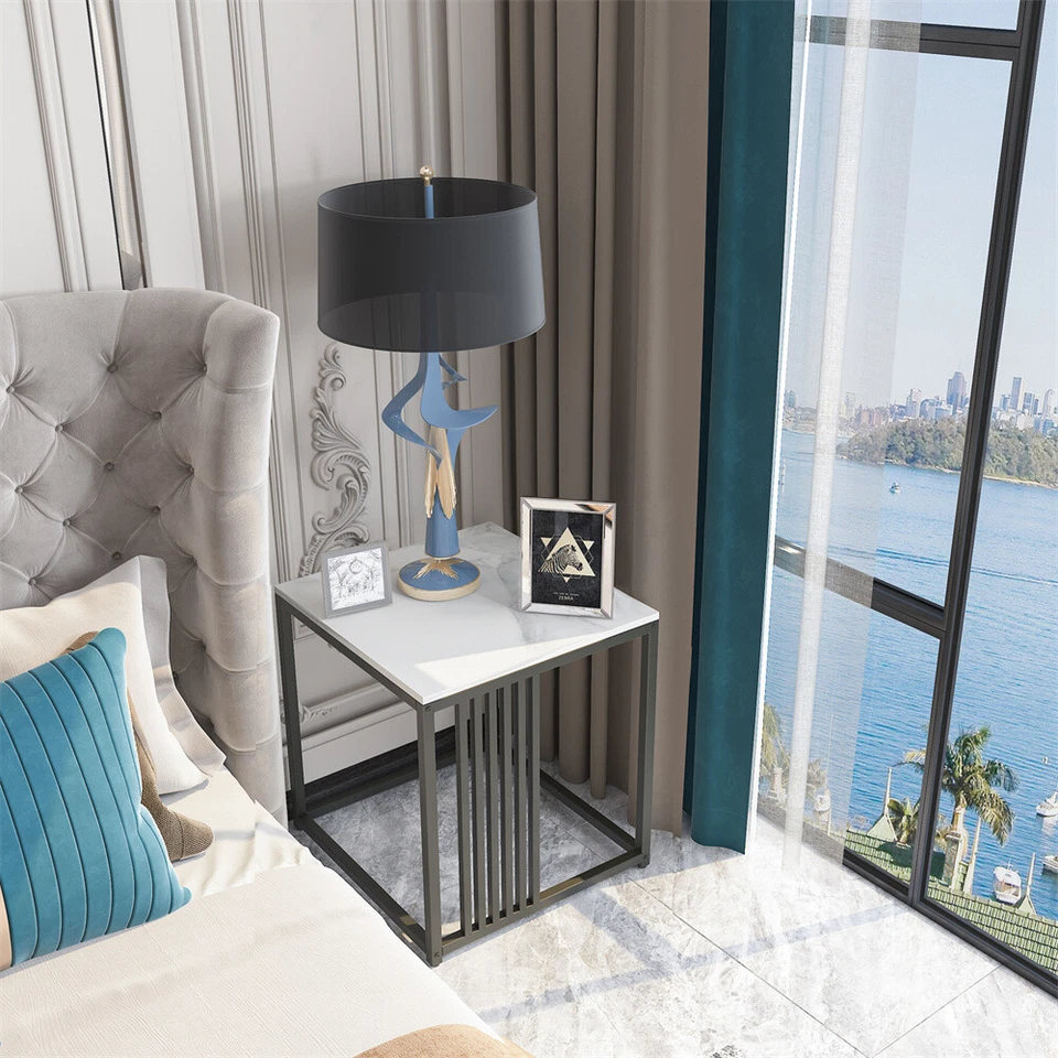 Marble End Snack Side Table for Sofa Coffee Lamp Living Room Bedroom Small Space - Image 4 of 4