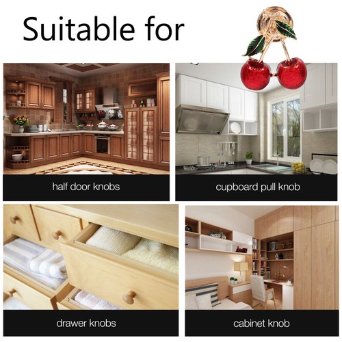 Cherry Handle Kitchen Cabinet Handles Unit Decorative Knobs for Dresser Pull - Picture 6 of 12