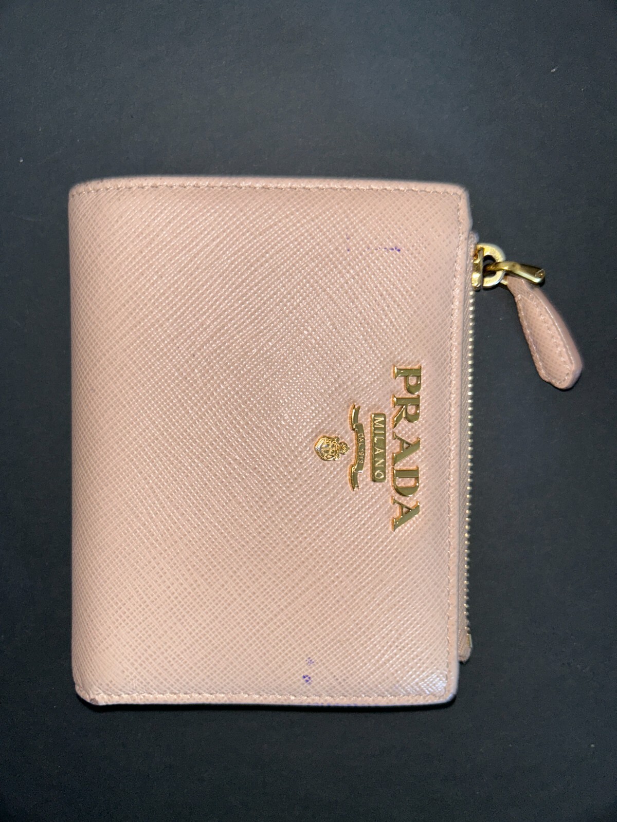 Prada Trifold Wallet Saffiano Leather Beige