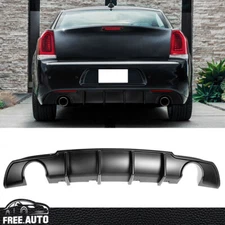 Fits 15-23 Chrysler 300 Rear Bumper Diffuser Larger Shark Fins Matte Black PP