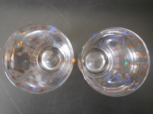Culver MCM Mardi Gras Jester Harlequin (2) Highball Glasses w/Jewels 5 5/8" VGC - Picture 6 of 8