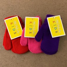 Scala Kids One Size Pink Red Purple Stretch Knit Mittens 3 Pairs NWT