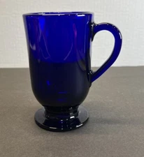 Libby Cobalt Blue Glass Irish Coffee Footed Pedestal Cup/Mug H 5" W 3"