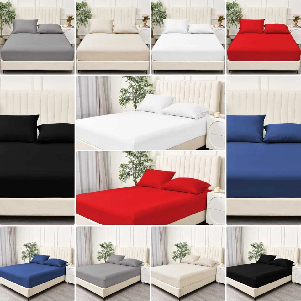 Extra Deep Fitted Sheet 30CM Ultra Soft Bed Sheets Single Double King Super King - Image 2 of 4