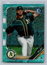 2019 Bowman Chrome #BCP-17 AJ Puk Aqua Shimmer Refractor /125 Miami Marlins RC