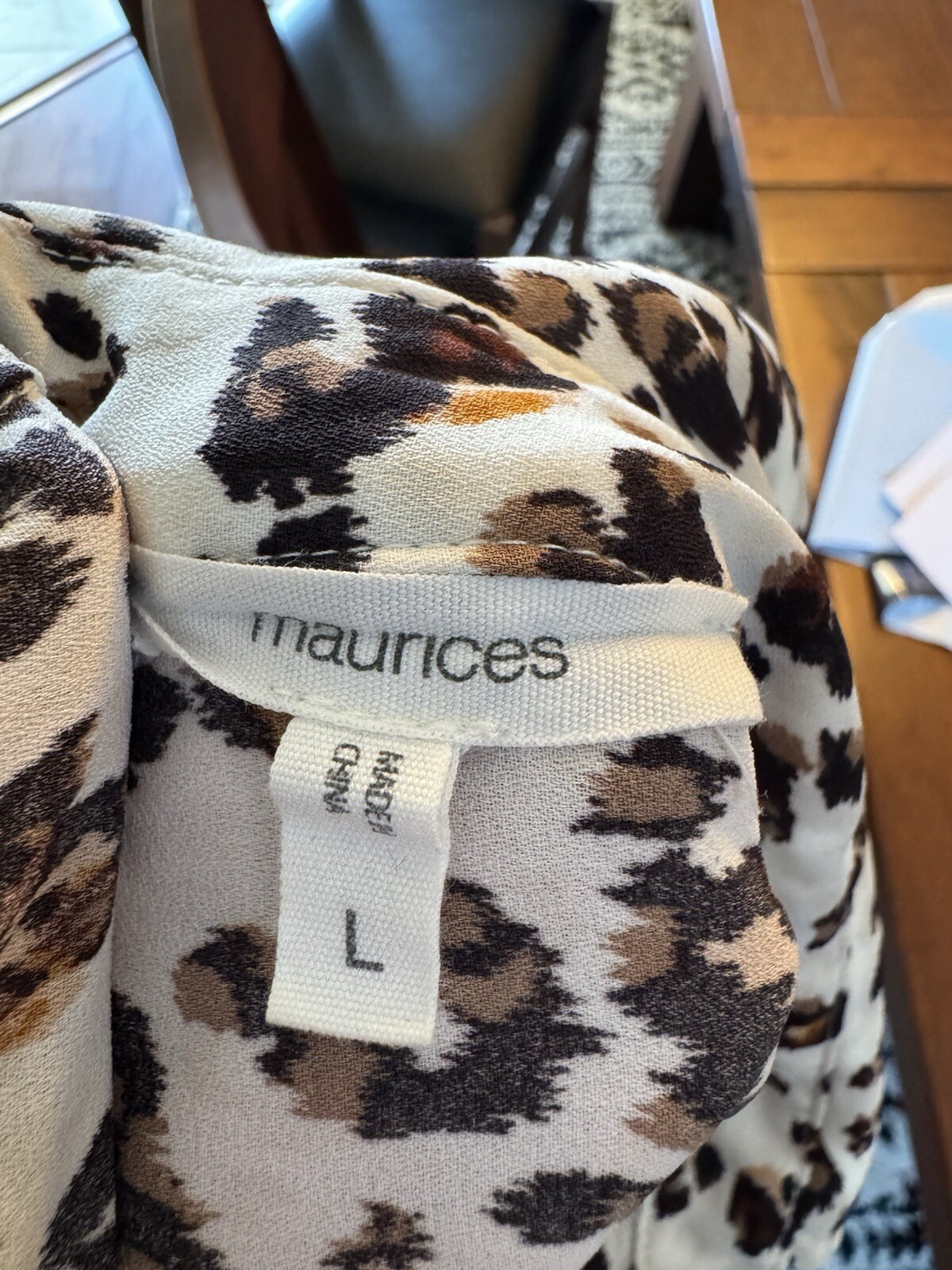 Animal Print Top Maurices Size Large Button Up Lo… - image 9