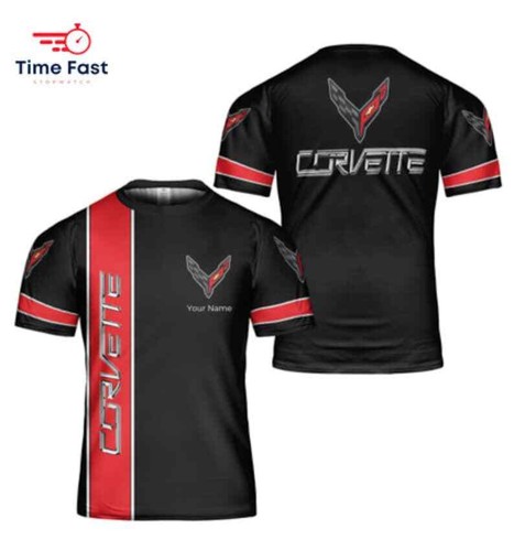 Custom Name Cor-vett-e C8 Logo Racing Team 3D Print T-Shirt All Size S-5XL