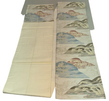 Japanese Vintage Kimono Fukuro Obi silk white expensive embroidery 162.2x11.8in