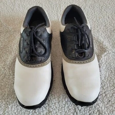 Footjoy 45415  White/Gray/Black Spike Oxford Lace Up Golf Shoes 10.5M. Excellent