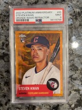 2022 Topps Chrome Platinum Steven Kwan Platinum Orange Wave /25 RC PSA 9 RC